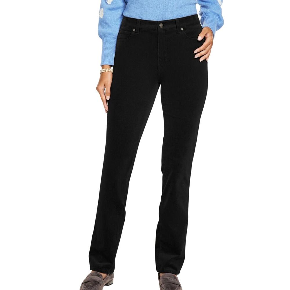 Talbots Womens Straight Leg Stretch Black Corduroy Pants Size 6